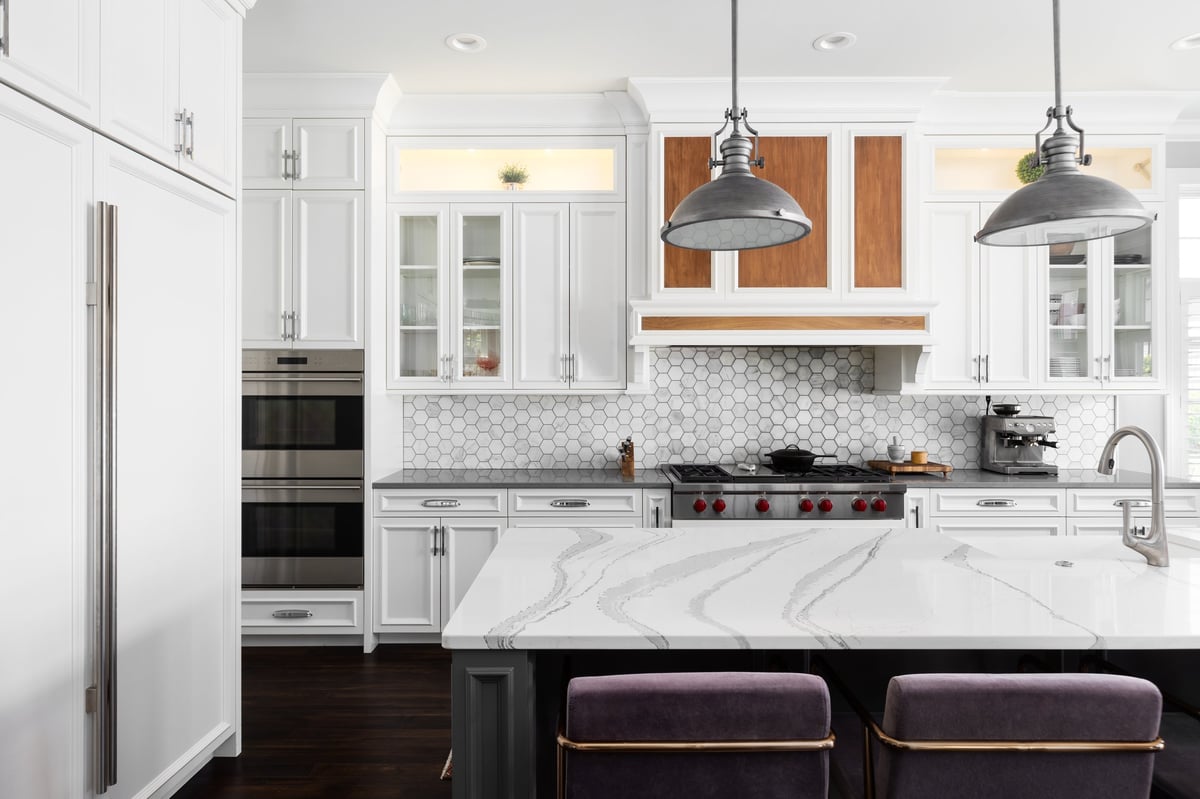 Luxury kitchen remodeling with marble island