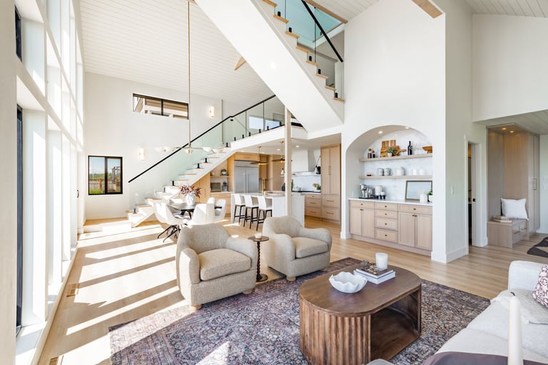 Modern kitchen with ocean view