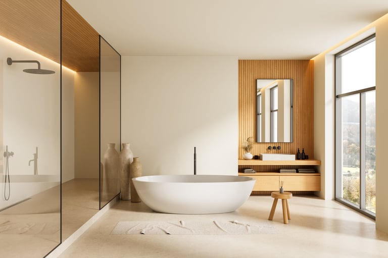 Elegant bathroom with freestanding tub